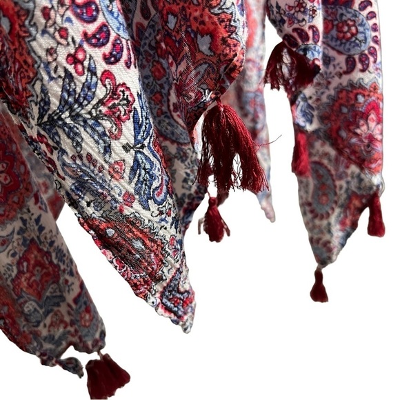 Pinky Kimono Women's Large Open Front Tassels Paisley Boho Cover Up Lightweight - Picture 7 of 11